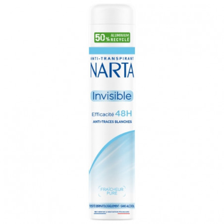 NARTA - Invisible Déodorant Anti Transpirant Femme 48h Anti-Traces Blanches - flacon de 200 ml Sonico.fr