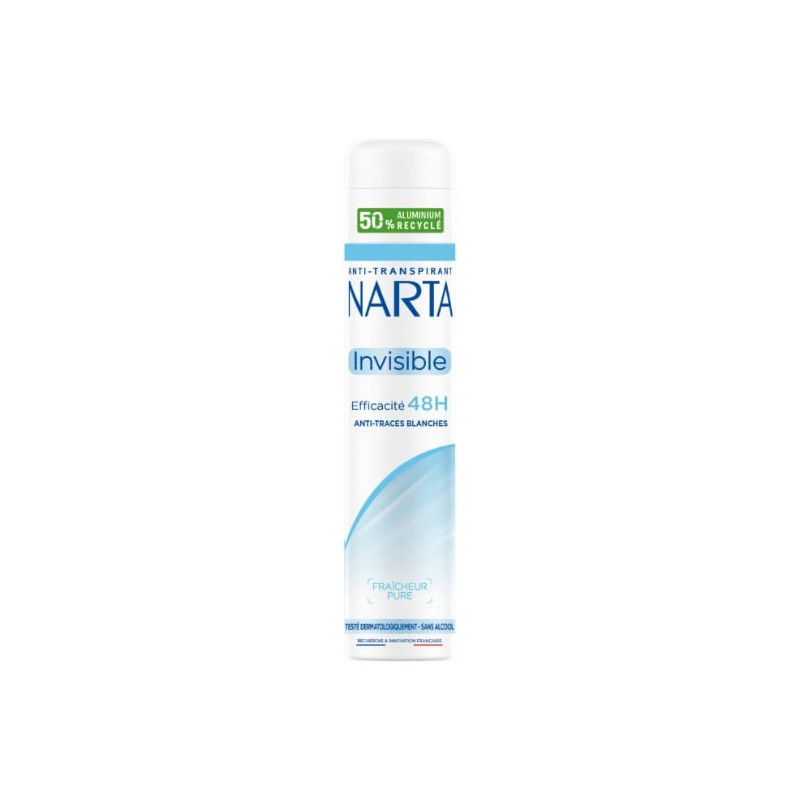 NARTA - Invisible Déodorant Anti Transpirant Femme 48h Anti-Traces Blanches - flacon de 200 ml Sonico.fr