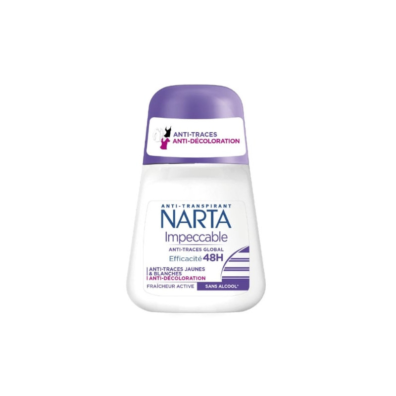 NARTA - Impeccable Anti-Traces Global Déodorant Anti Transpirant Femme 48h - roll-on de 50 ml Sonico.fr
