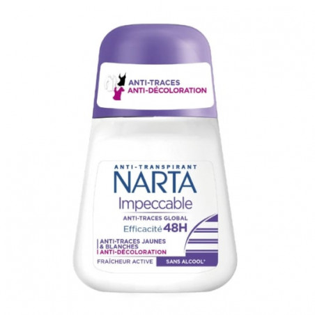 NARTA - Impeccable Anti-Traces Global Déodorant Anti Transpirant Femme 48h - roll-on de 50 ml Sonico.fr