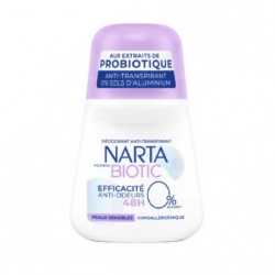 NARTA - Biotic Efficacité Anti-Odeurs Peaux Sensibles 48h Deodorant Femme - roll-on de 50 ml Sonico.fr