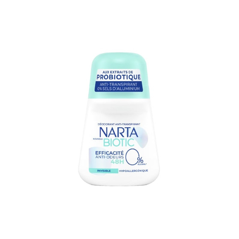 NARTA - Biotic Efficacité Anti-Odeurs Invisible 48h Deodorant Femme - roll-on de 50 ml Sonico.fr