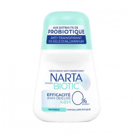 NARTA - Biotic Efficacité Anti-Odeurs Invisible 48h Deodorant Femme - roll-on de 50 ml Sonico.fr