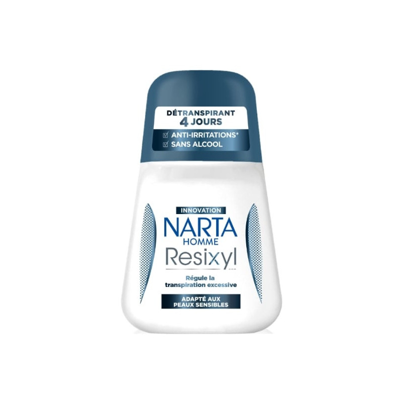 NARTA - Resixyl Peaux Sensibles Déodorant Homme DéTranspirant 4 jours - roll-on de 50 ml Sonico.fr