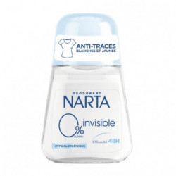 NARTA - Invisible 0% Déodorant Anti Transpirant Femme 48h Anti-Traces - roll-on de 50 ml Sonico.fr