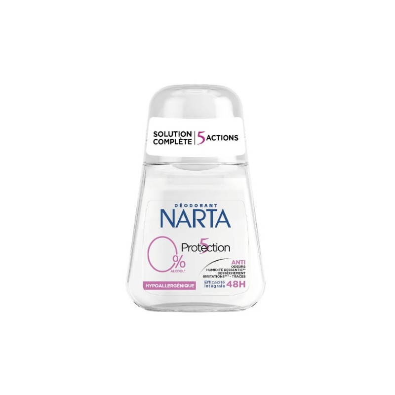 NARTA - Protection 5 0% Déodorant Anti Transpirant Femme 48h - roll-on de 50 ml Sonico.fr