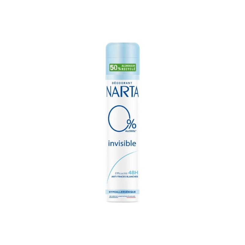 NARTA - Invisible 0% Déodorant Anti Transpirant Femme 48h Anti-Traces - flacon de 200 ml Sonico.fr