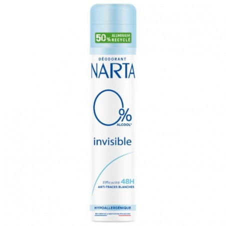 NARTA - Invisible 0% Déodorant Anti Transpirant Femme 48h Anti-Traces - flacon de 200 ml Sonico.fr
