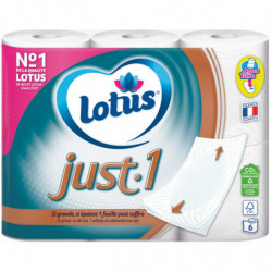 LOTUS - Just.1 - Papier toilette 5 épaisseurs Blanc - paquet de 6 rouleaux Sonico.fr