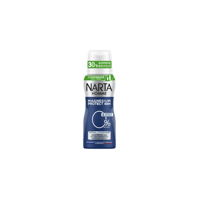 NARTA - Magnesium Protect 0% Déodorant Homme 48h - spray de 100 ml Sonico.fr