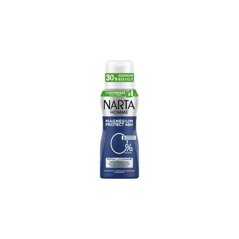 NARTA - Magnesium Protect 0% Déodorant Homme 48h - spray de 100 ml Sonico.fr