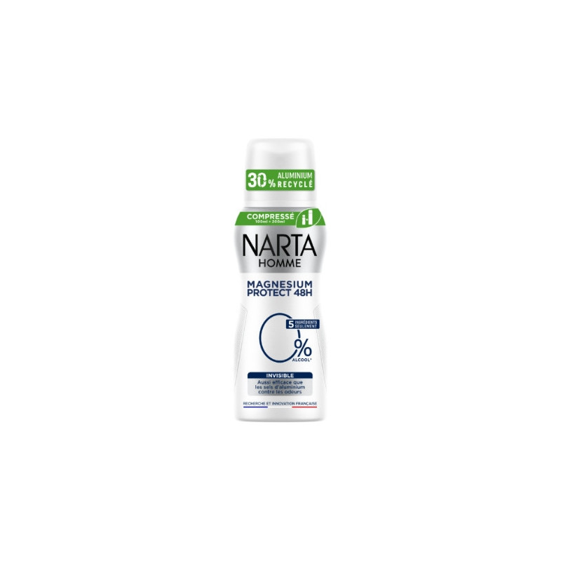 NARTA - Magnesium Protect 0% Invisible Déodorant Homme 48h - spray de 100 ml Sonico.fr