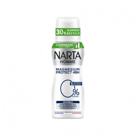 NARTA - Magnesium Protect 0% Invisible Déodorant Homme 48h - spray de 100 ml Sonico.fr
