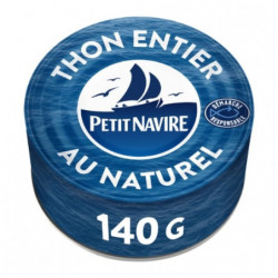 PETIT NAVIRE - Thon Entier au Naturel - boite de 140 g Sonico.fr