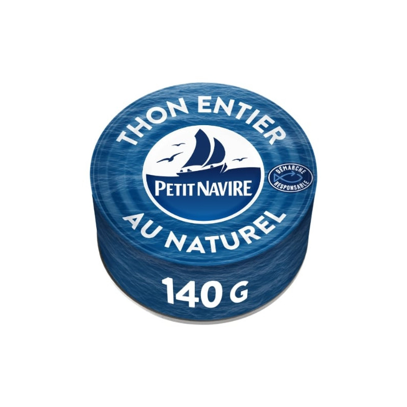 PETIT NAVIRE - Thon Entier au Naturel - boite de 140 g Sonico.fr
