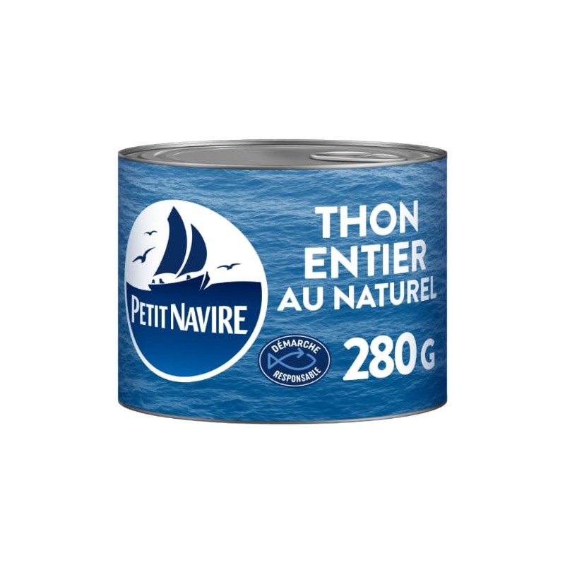 PETIT NAVIRE - Thon Entier au Naturel - boite de 280 g Sonico.fr