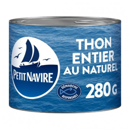 PETIT NAVIRE - Thon Entier au Naturel - boite de 280 g Sonico.fr