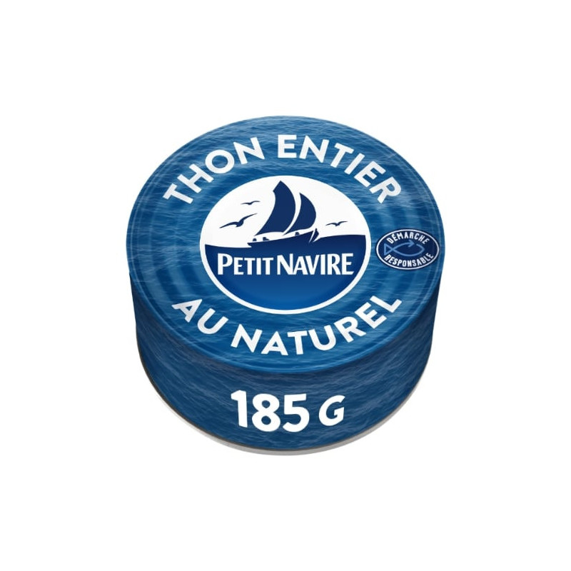 PETIT NAVIRE - Thon Entier au Naturel - boite de 185 g Sonico.fr