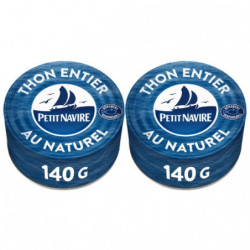 PETIT NAVIRE - Thon Entier au Naturel - paquet de 2 boites de 140 g Sonico.fr