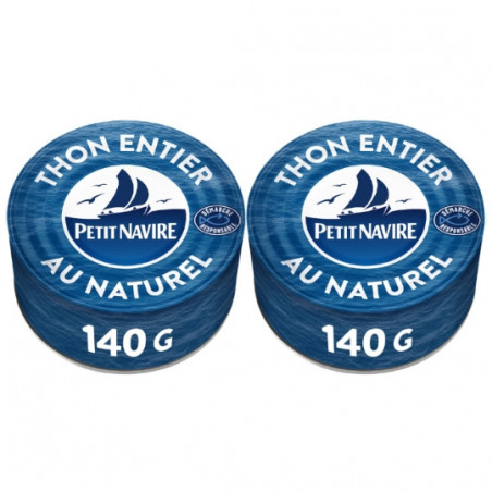 PETIT NAVIRE - Thon Entier au Naturel - paquet de 2 boites de 140 g Sonico.fr