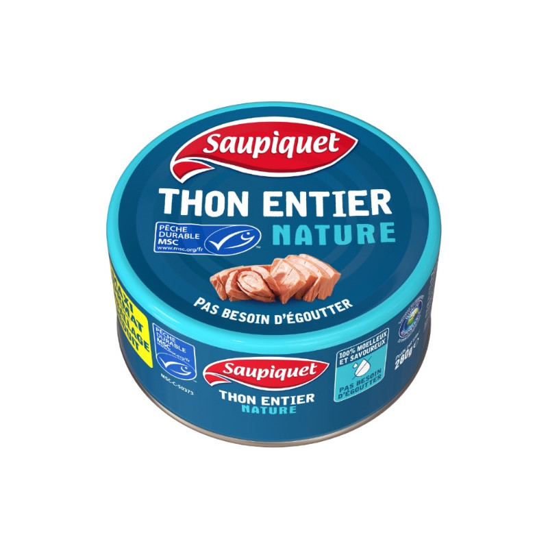 SAUPIQUET - Thon entier au naturel MSC - boite de 280 g Sonico.fr