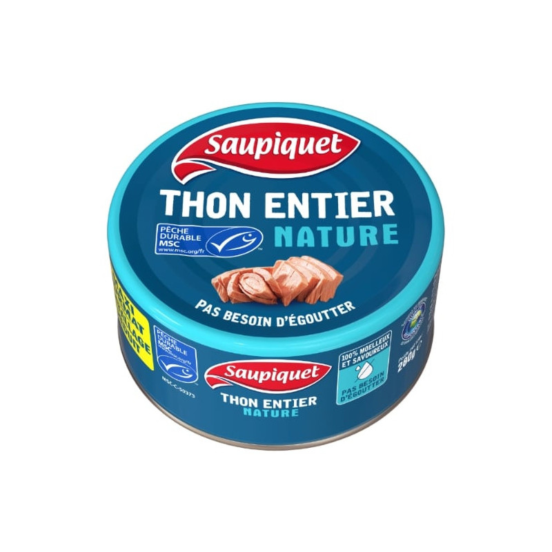 SAUPIQUET - Thon entier au naturel MSC - boite de 280 g Sonico.fr