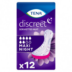 TENA - Discreet Maxi Night Serviettes hygiéniques fuites urinaires - paquet de 12 serviettes  Sonico.fr
