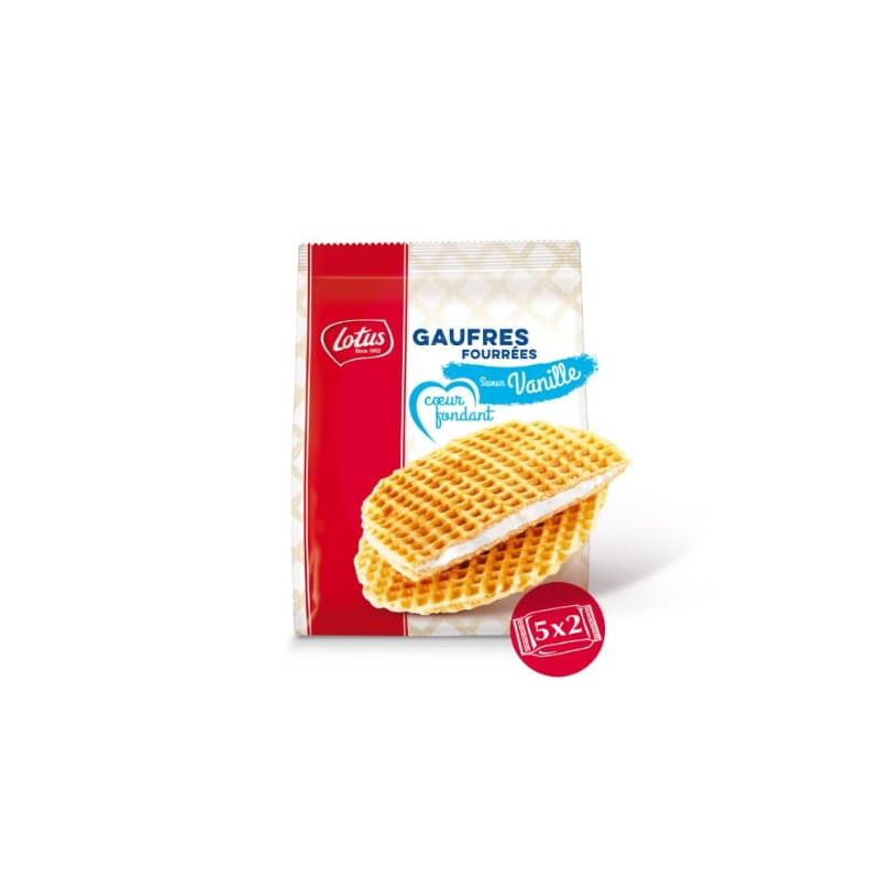 LOTUS - Gaufres Fourrées Cur Fondant Saveur Vanille - paquet de 310 g Sonico.fr