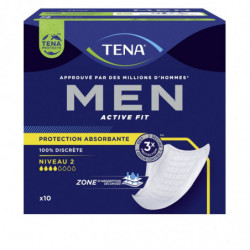TENA - Men Active Fit Niveau 2 Médium Protection absorbante - paquet de 10 serviettes Sonico.fr