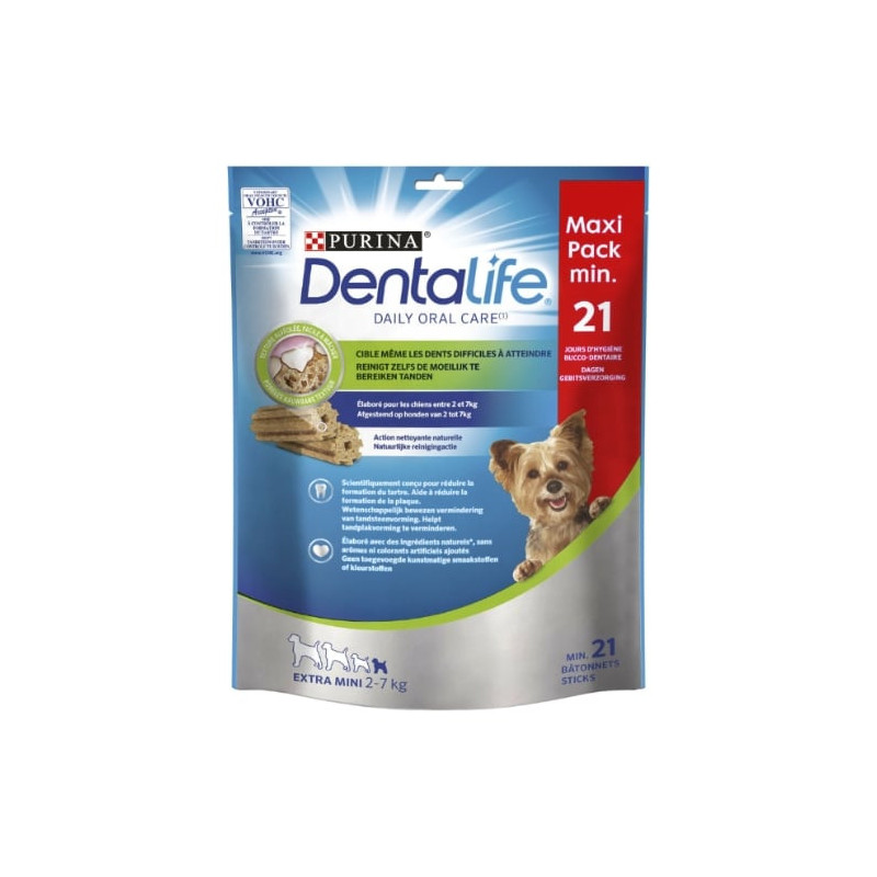 PURINA - DENTALIFE Récompense pour chien Extra Mini 2-7 kg - sachet de 21 bâtonnets - 207 g Sonico.fr