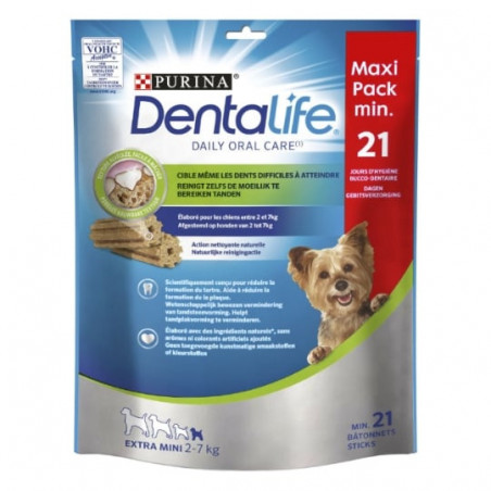 PURINA - DENTALIFE Récompense pour chien Extra Mini 2-7 kg - sachet de 21 bâtonnets - 207 g Sonico.fr