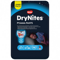 HUGGIES - DryNites Teen - Slips de nuit garçons 4-7 ans (17-30 kg) - 16 culottes Sonico.fr