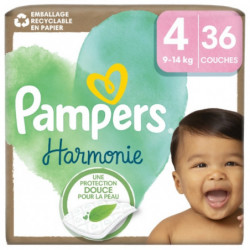PAMPERS - Harmonie Taille 4 (9-14kg) Couches Bébé - paquet de 36 couches Sonico.fr