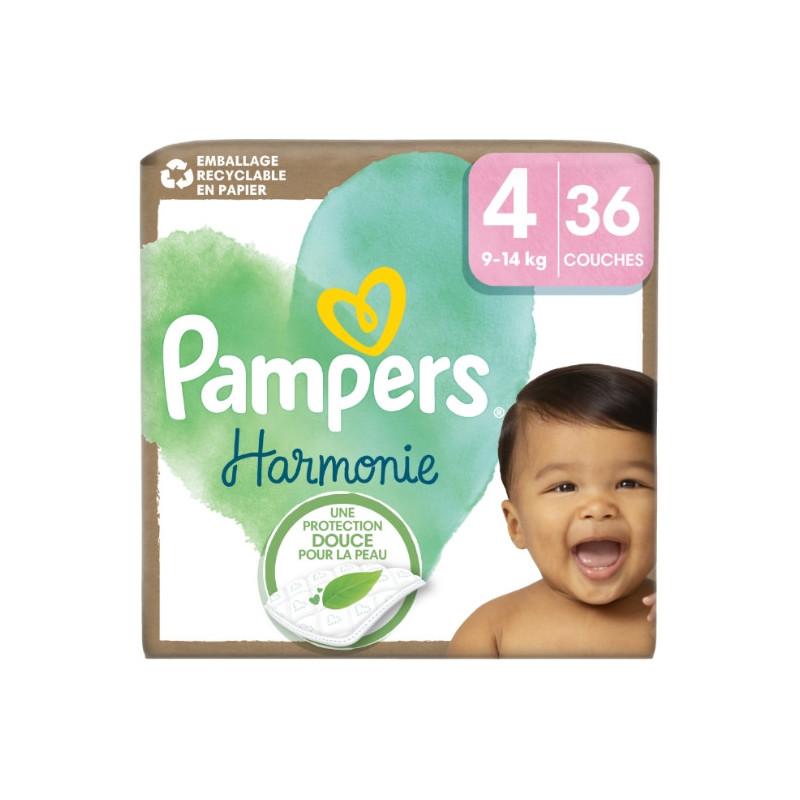 PAMPERS - Harmonie Taille 4 (9-14kg) Couches Bébé - paquet de 36 couches Sonico.fr
