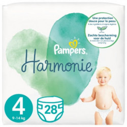 PAMPERS - Harmonie Taille 4 (9-14kg) Couches Bébé - paquet de 28 couches Sonico.fr