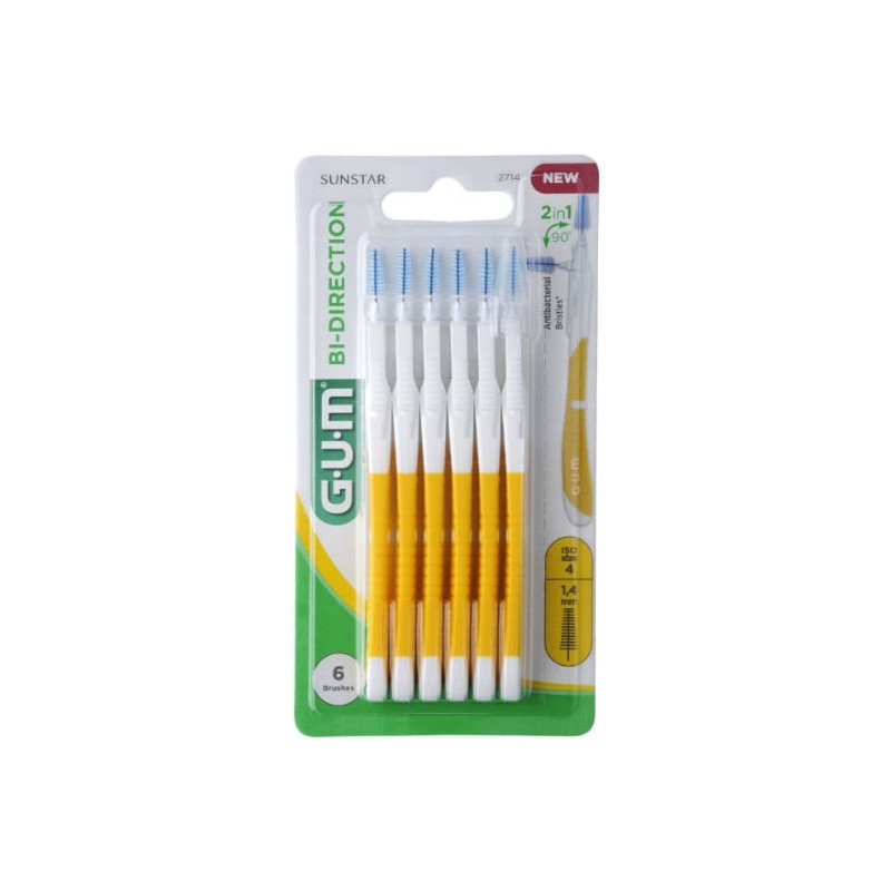 GUM - Bi-Direction 1.4 mm Brossettes Interdentaire - boite de 6 brossettes Sonico.fr