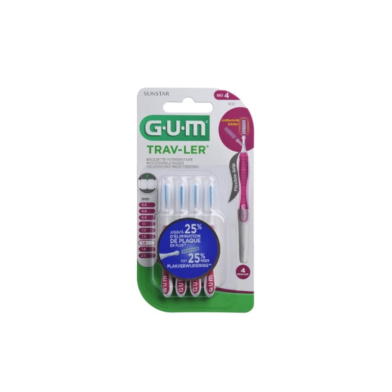 GUM - Trav-Ler 1,4 mm Brossettes Interdentaire - boite de 4 brossettes Sonico.fr