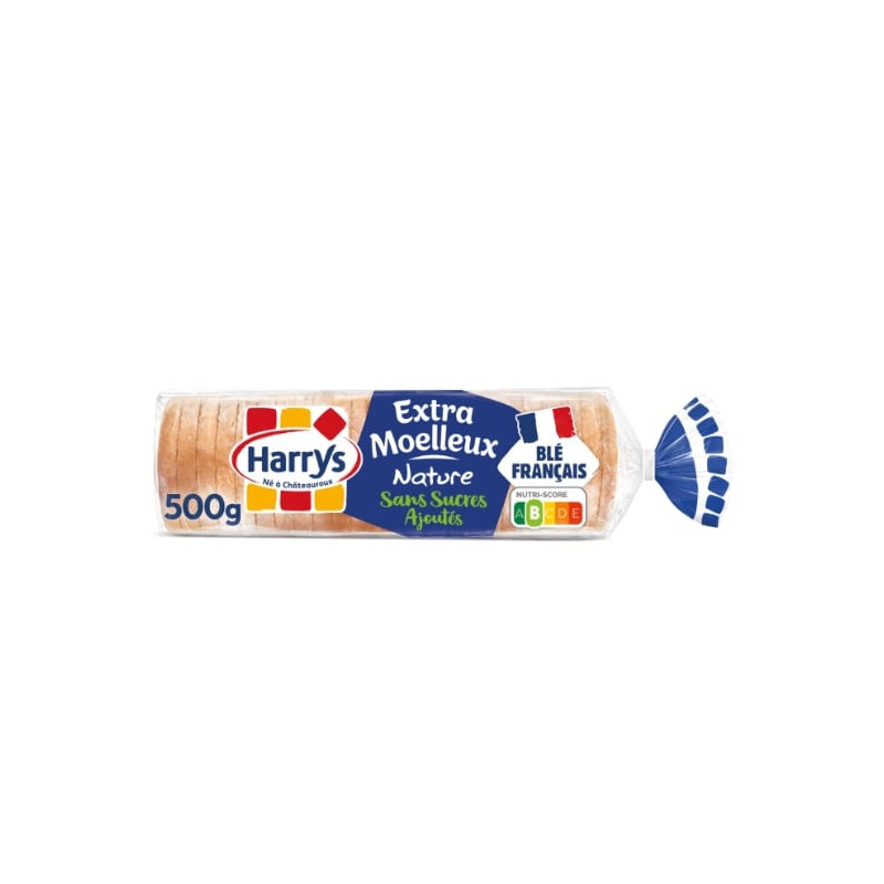 HARRYS - Extra Moelleux Nature Sans Sucres Ajoutés Pain De Mie - paquet de 500 g Sonico.fr