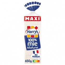 HARRYS - Pain de mie 100% mie nature sans croûte - paquet de 26 tranches - 650 g Sonico.fr