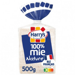 HARRYS - Pain de mie 100% mie nature sans croûte grandes tranches - paquet de 12 tranches - 500 g Sonico.fr