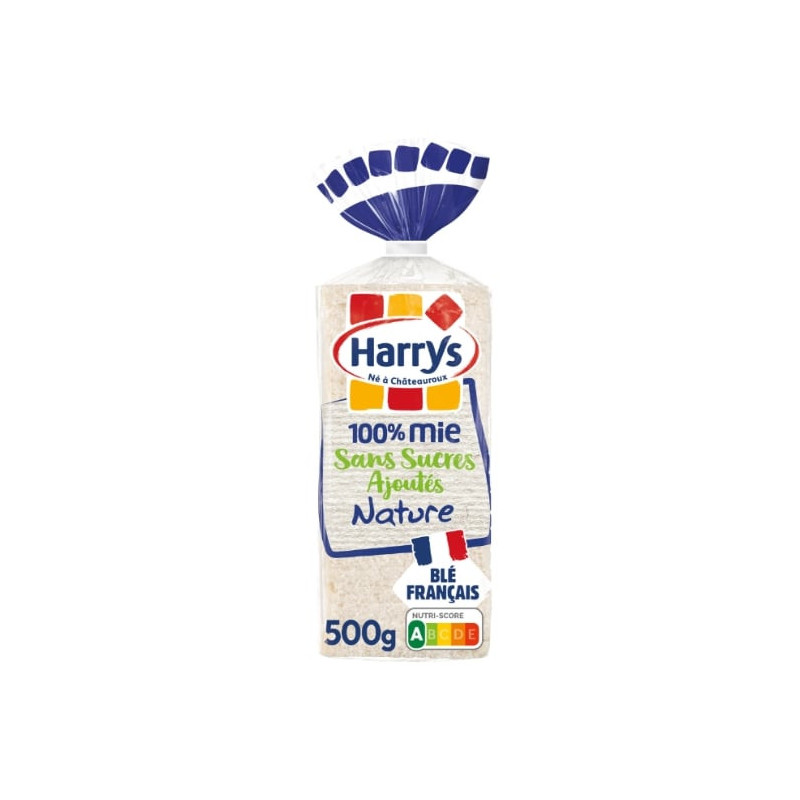 HARRYS - Pain de mie 100% mie nature sans croûte sans sucres ajoutés - paquet de 20 tranches - 500 g Sonico.fr
