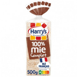 HARRYS - Pain de mie Complet 100% mie sans croûte - paquet de 20 tranches - 500 g Sonico.fr