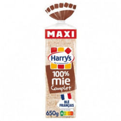 HARRYS - Pain de mie Complet 100% mie sans croûte - paquet de 26 tranches - 650 g Sonico.fr