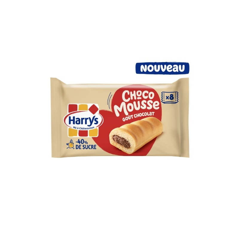HARRYS - Choco Mousse Chocolat Gâteaux moelleux Fourrés Moins de Sucres - sachet de 280 g Sonico.fr