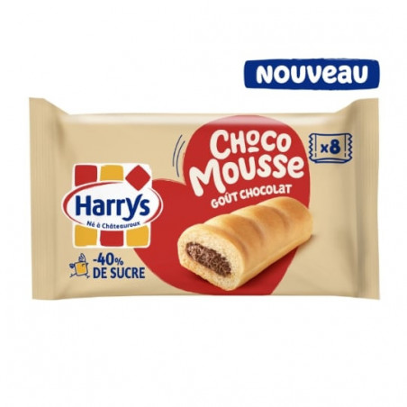 HARRYS - Choco Mousse Chocolat Gâteaux moelleux Fourrés Moins de Sucres - sachet de 280 g Sonico.fr