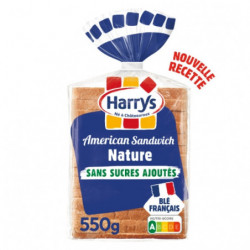 HARRYS - American Sandwich Nature sans sucres ajoutés Pain de mie - paquet de 550 g Sonico.fr