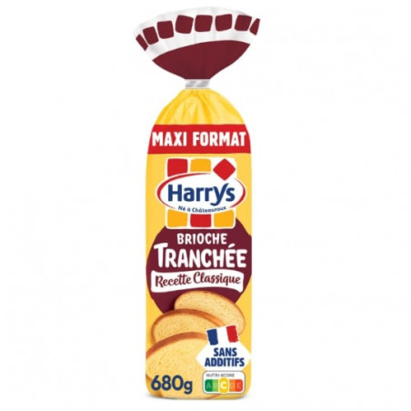 HARRYS - Brioche tranchée recette classique nature sans additifs - sachet de 680 g Sonico.fr