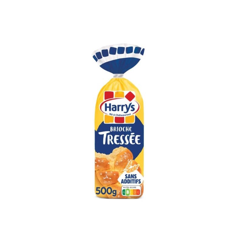 HARRYS - Brioche tressée nature au sucre perlé sans additifs - sachet de 500 g Sonico.fr