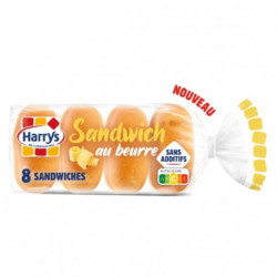 HARRYS - Pain sandwich au beurre sans additifs - sachet de 8 pains - 360 g Sonico.fr