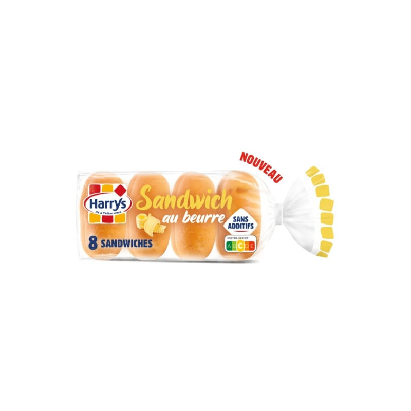 HARRYS - Pain sandwich au beurre sans additifs - sachet de 8 pains - 360 g Sonico.fr